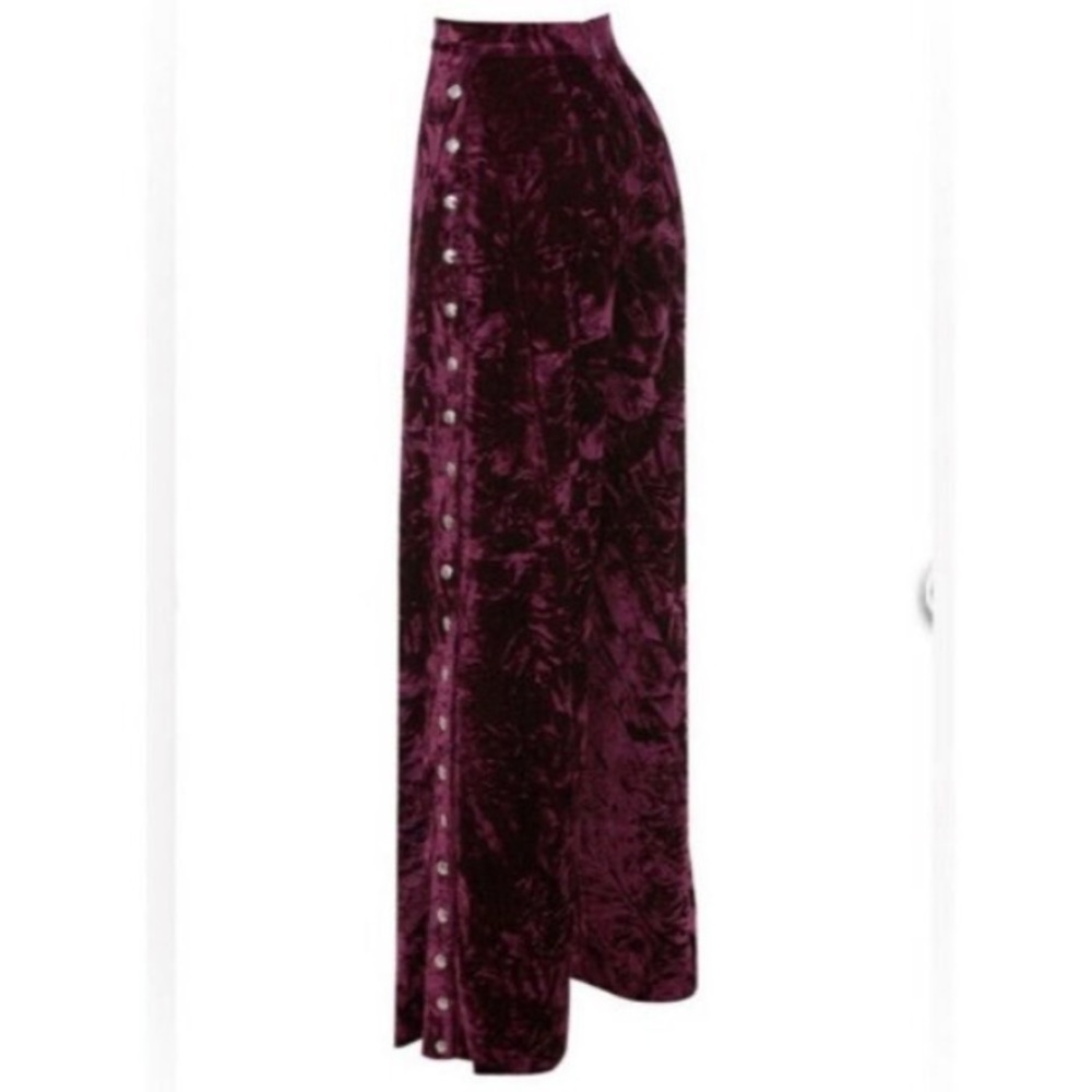 Mistress Rocks Valiant Plum Crushed Velvet Studded Palazzo Pants Size XS - Picture 6 of 8